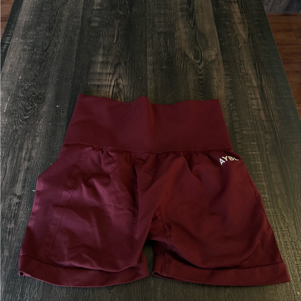 AYBL Women's High Waist Burgundy Seamless Shorts